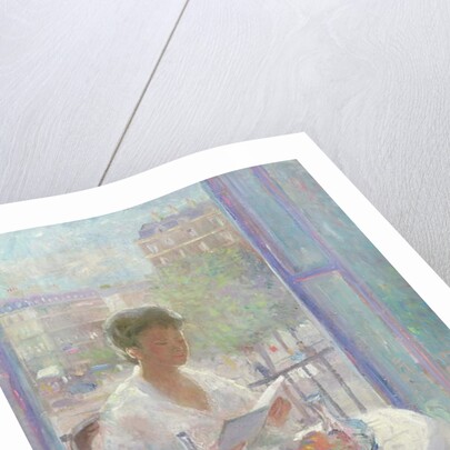Lady Reading at an Open Window by Clementine-Helene Dufau