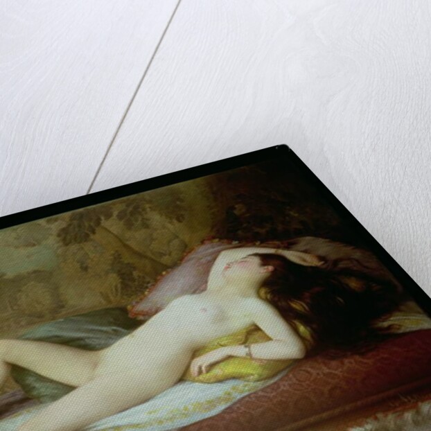 Nude lying on a chaise longue by Gustave-Henri-Eugene Delhumeau