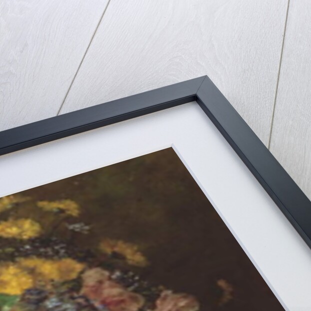 Still life of flowers in a Chinese vase with pomegranates by Eugene Henri Cauchois