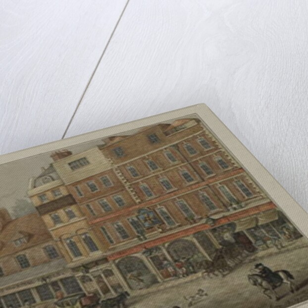 View of Charing Cross showing horse-drawn vehicles, figures and the Dublin Hotel Tavern and Coffee House, 1807 by George Shepherd