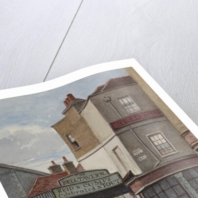 View of Bell Tavern, Addle Hill, showing sign for Reid and Company's celebrated stout, and a kerb post, 1868 by Joseph Thomas Wilson