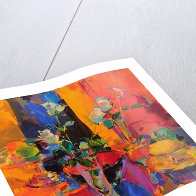 Still Life Table with Roses and Fruit by Peter Graham