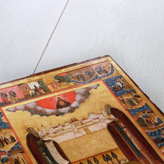 Saints Zosimus and Sabbatheus of Solovetsk with scenes from their lives, 18th century by School Russian