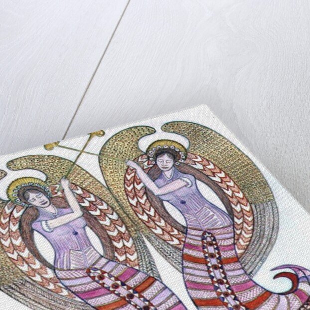 Two angels with trumpets, 1995 by Gillian Lawson