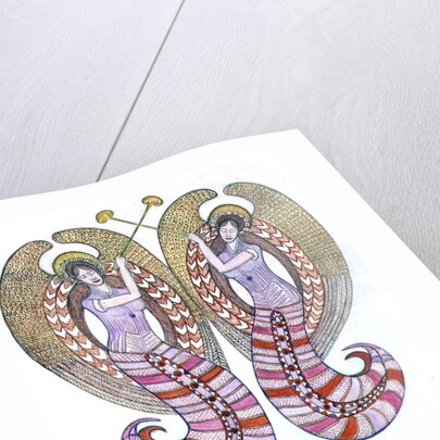 Two angels with trumpets, 1995 by Gillian Lawson