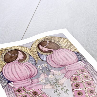 Two angels holding tiger lilies, 1995 by Gillian Lawson