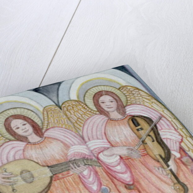 Two angels playing instruments, 1995 by Gillian Lawson