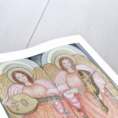 Two angels playing instruments, 1995 by Gillian Lawson