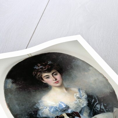 Young Woman with a Dog by Francois Flameng