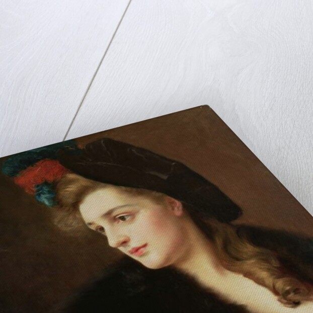 Portrait of a woman in a hat by Gustave Jacquet