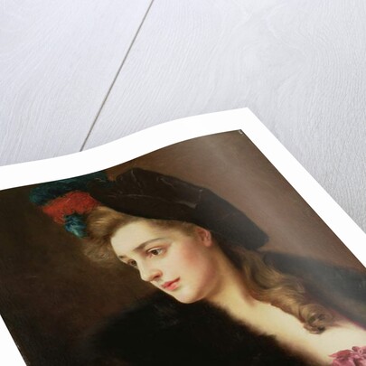 Portrait of a woman in a hat by Gustave Jacquet