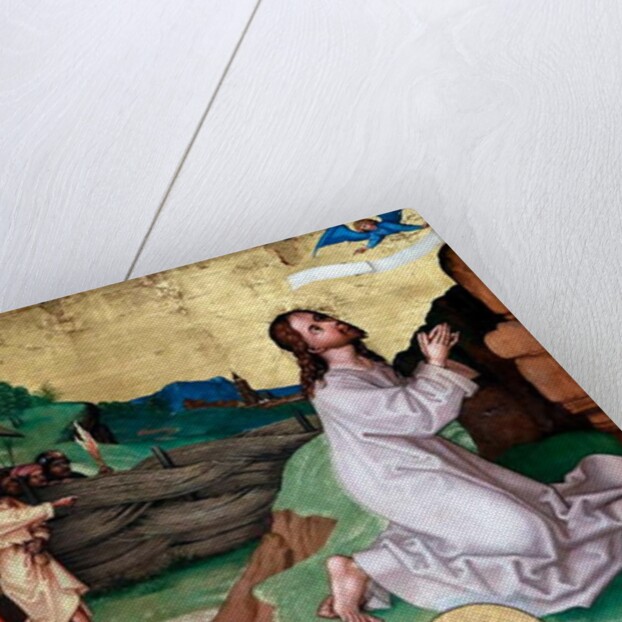 Jesus praying in the gardenof Gethsemane after the Last Supper, while the disciples sleep by Martin Schongauer