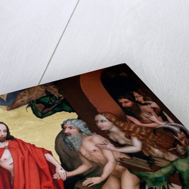 Jesus pulls Adam and Eve out of their graves at resurrection by Martin Schongauer