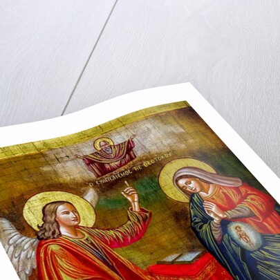 Painting in the Greek orthodox church of the Annunciation, Nazareth, Israel, The Annunciation, 2018 by Anonymous