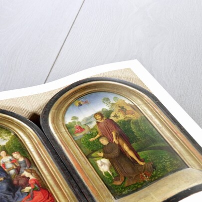 Diptych of Jean du Cellier: The Virgin and Child with Saints and the donor presented by St.John the Baptiste, c.1490 by Hans Memling