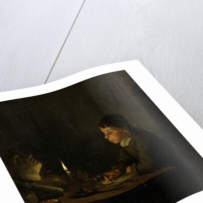 Boy Drawing by Candlelight by Godfried Schalken or Schalcken