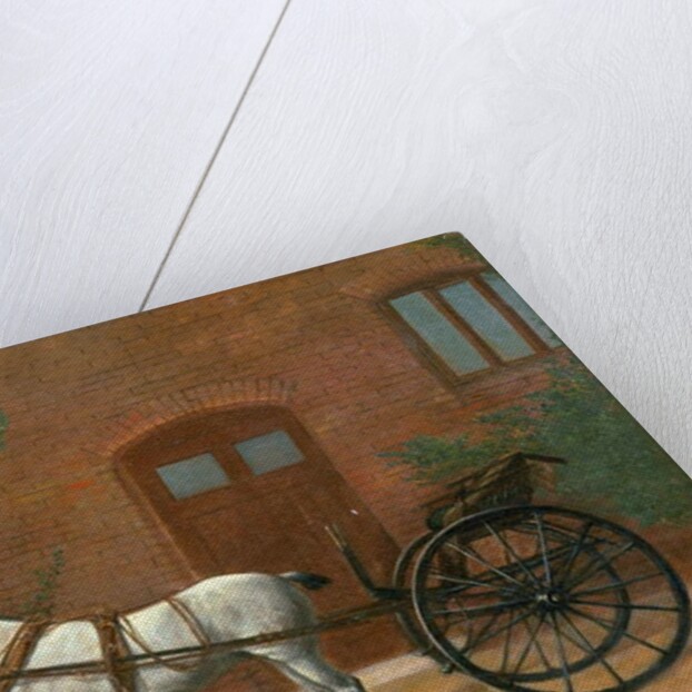 Horse hitched to a jaunting cart by English School