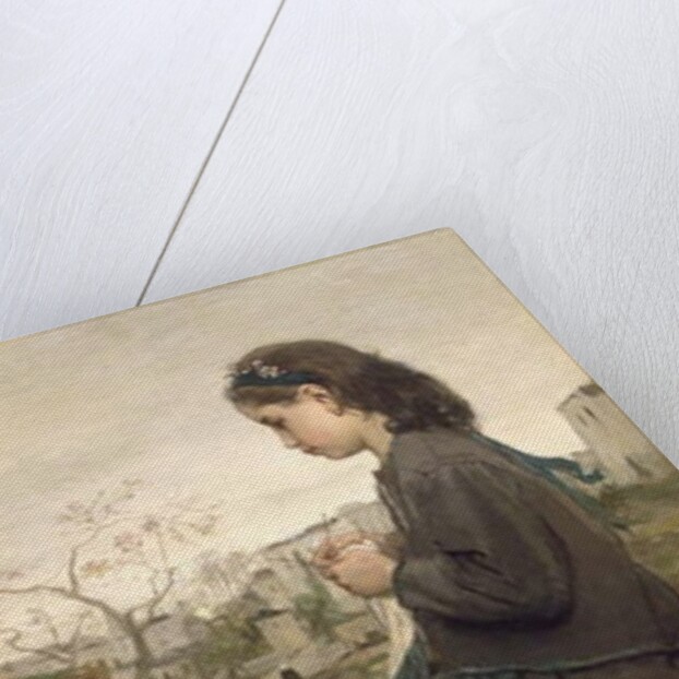 Girl knitting on the balcony, Montmartre, 1869 by Jacob Henricus or Hendricus Maris