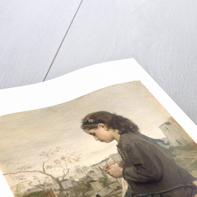 Girl knitting on the balcony, Montmartre, 1869 by Jacob Henricus or Hendricus Maris