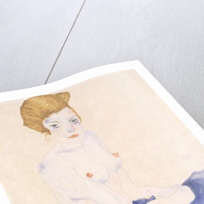 Seated blue nude, 1911 by Egon Schiele