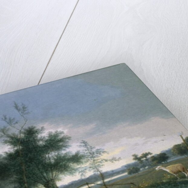 Landscape with a fox chasing geese by Joseph August Knip