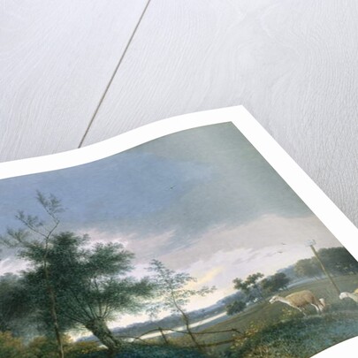 Landscape with a fox chasing geese by Joseph August Knip