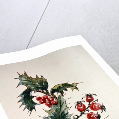 Holly and rosehips by Nell Hill