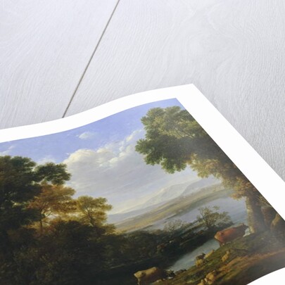 Classical river scene with a view of a town by Claude Lorrain