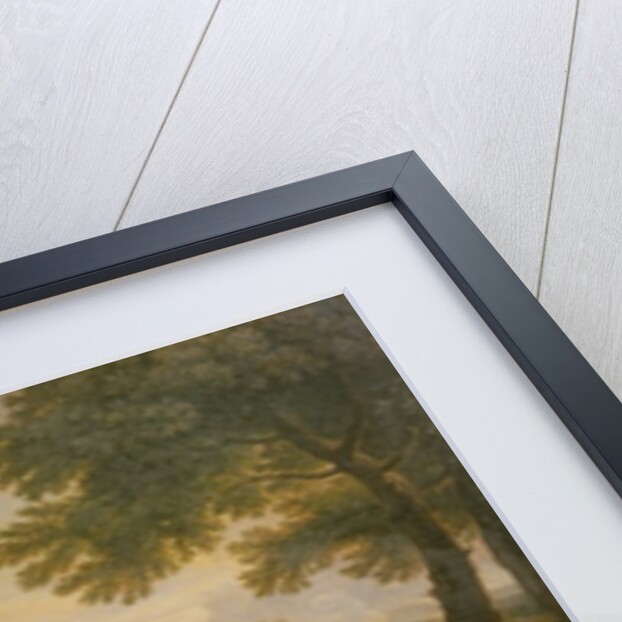 Landscape with figures by a pool with ruins in the background by Jan Frans van Bloemen