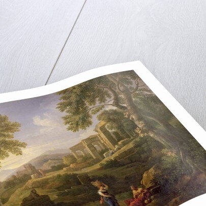 Classical landscape with figures and ruins by Jan Frans van Bloemen