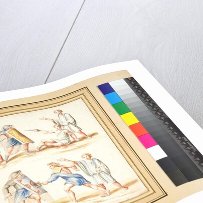 Copy of a mosaic of a Fight between a secutor and a retiariu by Pietro Santi Bartoli