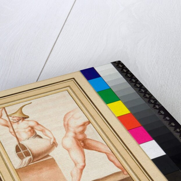 Copy of a mosaic of a Man with pointed cap pouring from vase. by Pietro Santi Bartoli