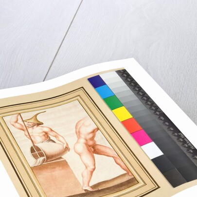 Copy of a mosaic of a Man with pointed cap pouring from vase. by Pietro Santi Bartoli