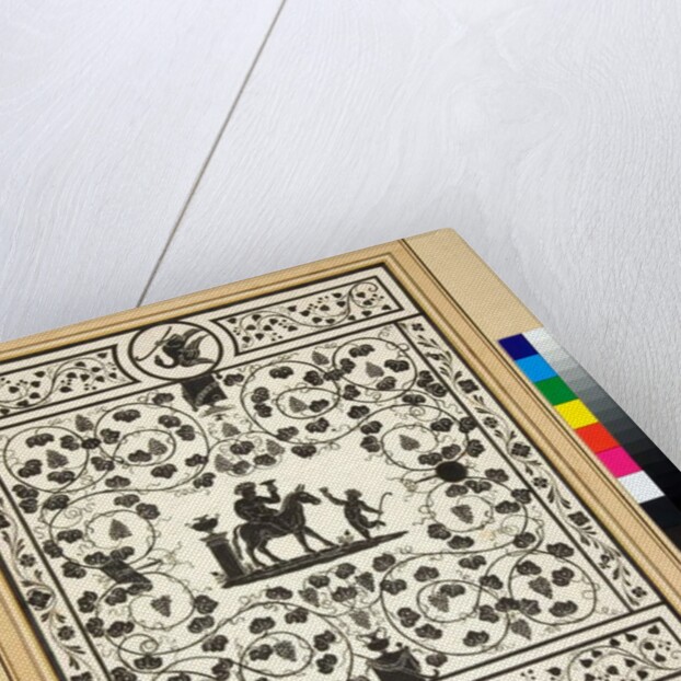 Copy of a mosaic pavement, black on white, Pavimento di Bacco del Palazzo di Augusto by Pietro Santi Bartoli