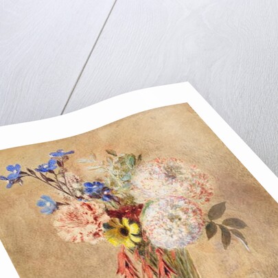 Flowers in a glass vase by William Henry Hunt