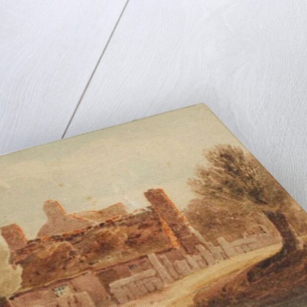 Country scene - house by a pond by David Cox