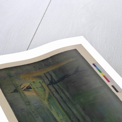 Ill Omen, or, Girl in the East Wind with Ravens Passing the Moon 1893 by Frances Macdonald