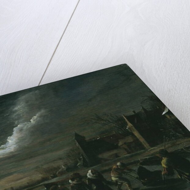 Moonlight Scene with Skaters by Dutch School