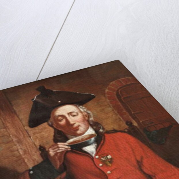 A Chelsea Pensioner sipping tea out of a saucer by Michael William Sharp