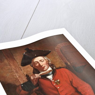 A Chelsea Pensioner sipping tea out of a saucer by Michael William Sharp
