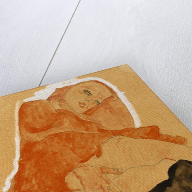 Girl in Red Robe and Black Stockings, 1911 by Egon Schiele