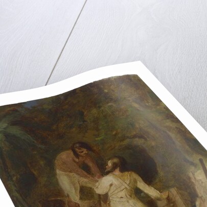 Boat Building by Robinson Crusoe and Friday, c.1856 by Thomas Sully