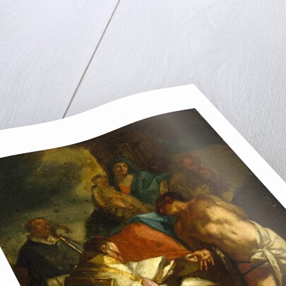 Virgin and Child with Saint Sebastian and a Bishop Saint, 17th century by Italian School