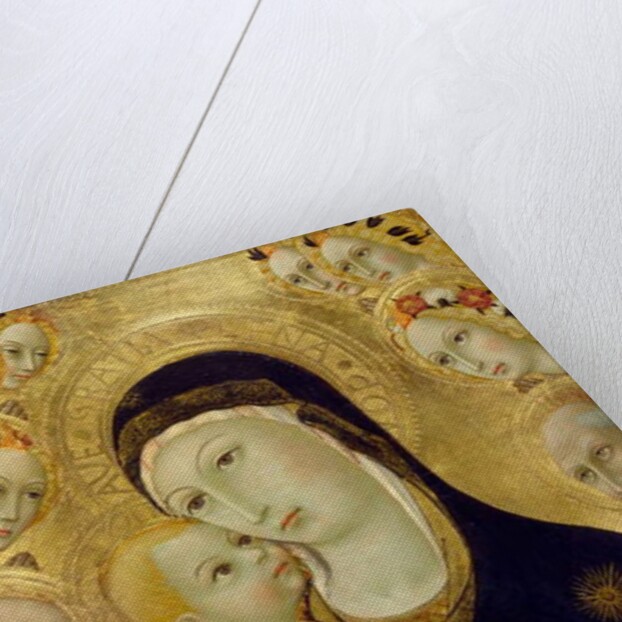 Virgin and Child with Saints Jerome and Bernardino of Siena and Six Angels, 1460s by Sano di also Ansano di Pietro di Mencio Pietro