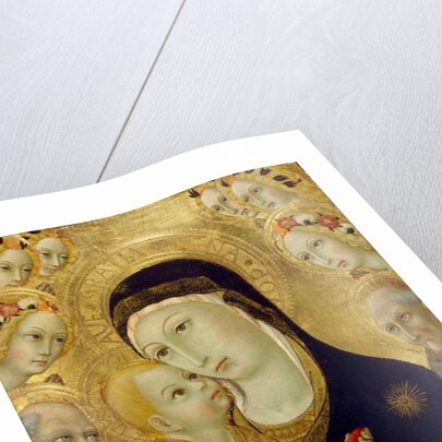 Virgin and Child with Saints Jerome and Bernardino of Siena and Six Angels, 1460s by Sano di also Ansano di Pietro di Mencio Pietro