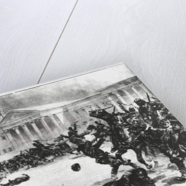 First Blood in the Revolution: Repulsing the Strikers with Sword, Whip and Gunshot opposite the Admiralty Building, St. Petersburg, 1905 by H.W. Kockkock