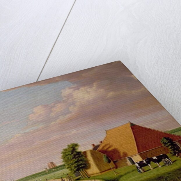 A study of Leevwarden in Holland with a herd of Friesian cattle in the foreground by Dutch School