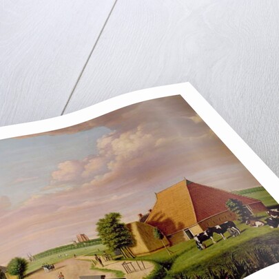 A study of Leevwarden in Holland with a herd of Friesian cattle in the foreground by Dutch School