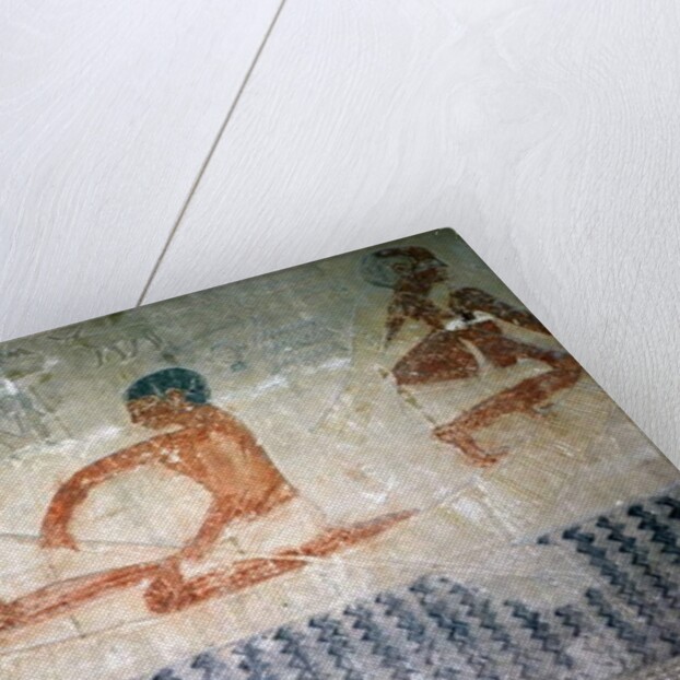 Fishermen and a crocodile from the North wall of the Mastaba Chapel of Ti, Old Kingdom by Egyptian 5th Dynasty