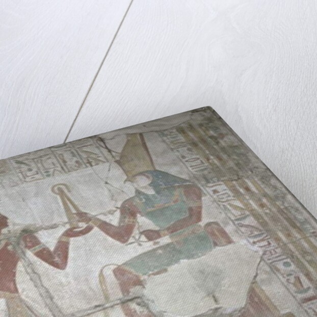 Relief of Isis, presenting Sethos I to Horus, New Kingdom by Egyptian 19th Dynasty